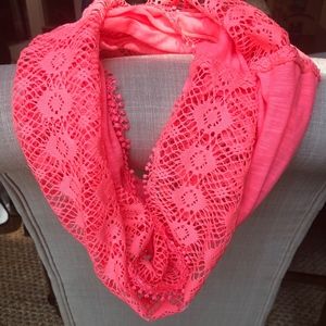Bright pink Justice infinity scarf